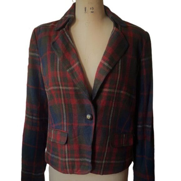 Jessica Jackets & Blazers - Dark Academia Vintage early 200s Jessica plaid check boxy blazer jacket